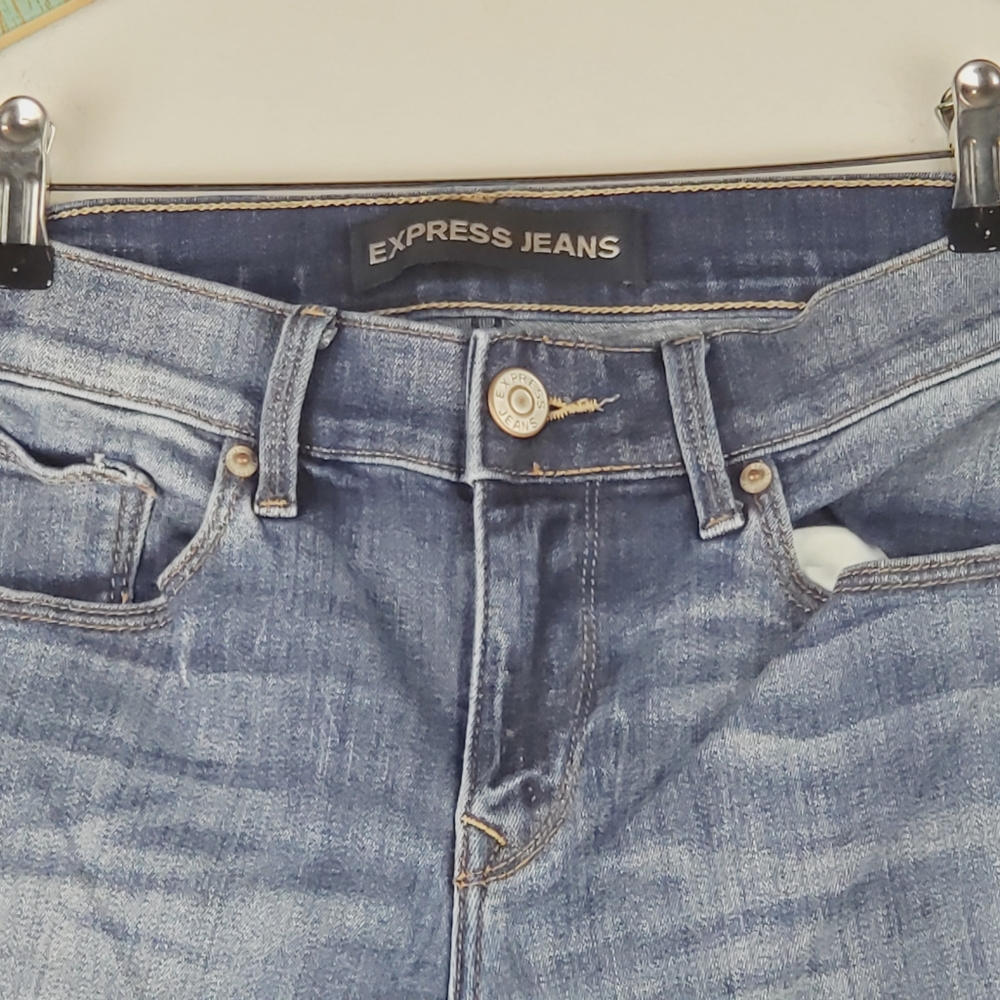 Express Jeans Super Skinny Mid Rise Mid Wash 4R - Picture 2 of 11
